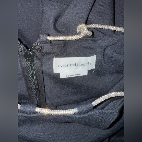 Lovers + Friends Charlotte Rhinestone Strap Cutout Midi Sexy Slit Dress REVOLVE - Picture 15 of 16